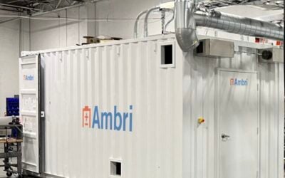 An Ambri containerised battery storage unit. The company's patented liquid metal batteries have been in operation at a Microsoft data centre since 2022. Image: Ambri via LinkedIn